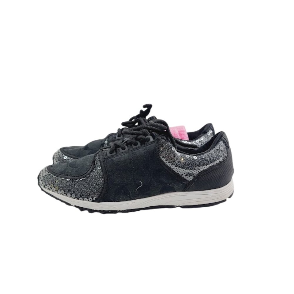 Coach Women's Black‎ Karine Sequin Logo Low Top Casual Sneaker Size 8.5M
